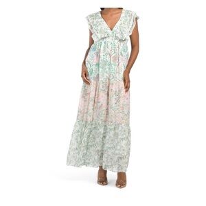 HOUSE OF HARLOW Tiered Ruffle Sleeve Maxi Dress Sz. Small